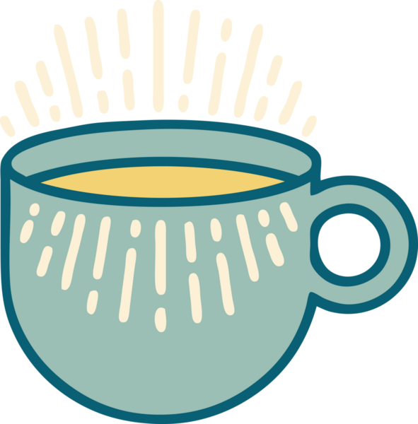 Bir insanın çizdiği kahve fincanının ikonik dövme şekli.