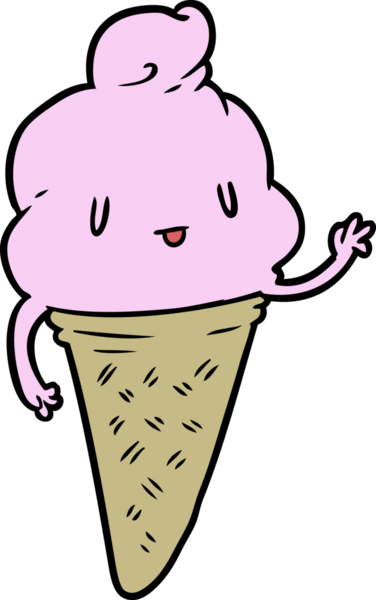 Bir insan tarafından çizilmiş tatlı çizgi film dondurması.