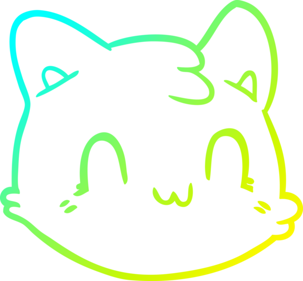 Bir insan tarafından çizilmiş kedi suratının soğuk gradyan çizgisi