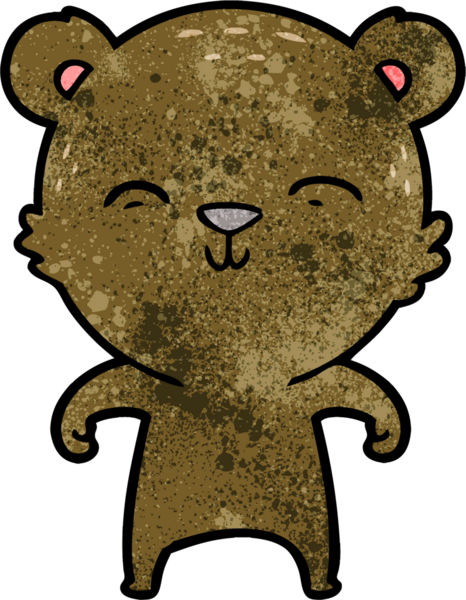 Bir insan tarafından çizilmiş mutlu çizgi film ayısı.