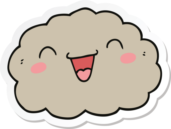 Bir insan tarafından çizilmiş mutlu bir karikatür bulutunun çıkartması.