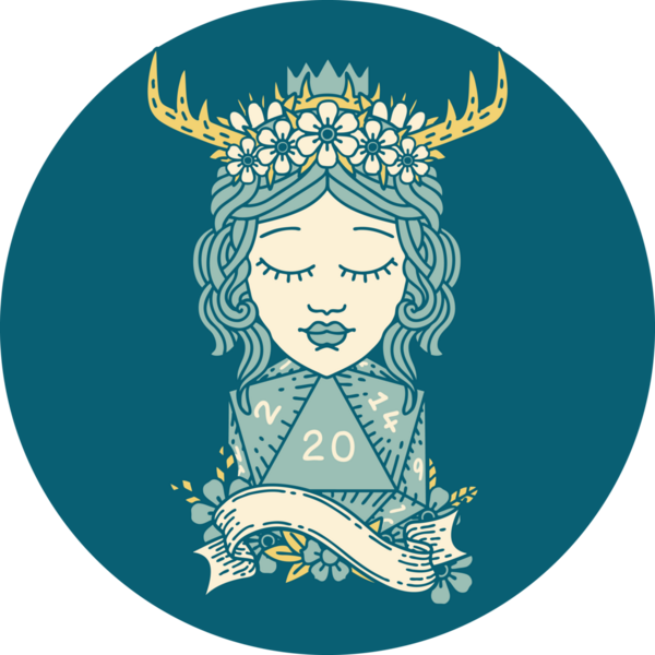 Retro Dövme Tarzı İnsan Druid Bir insan tarafından çizilmiş doğal yirmi zar ile