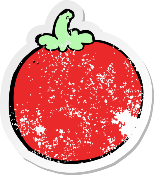 Bir insan tarafından çizilmiş karikatür domatesi.