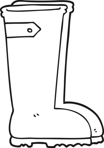 Bir insan tarafından çizilmiş Wellington çizmeleri