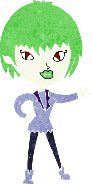 Bir insan tarafından çizilmiş vampir kız çizgi filmi.