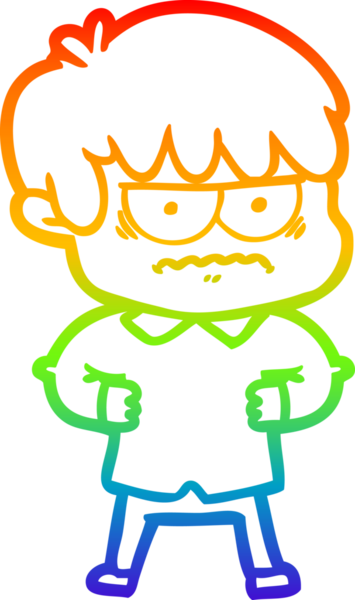 Gökkuşağı gradyan çizgi çizimi Bir insan tarafından çizilmiş bir çizgi film çocuğu