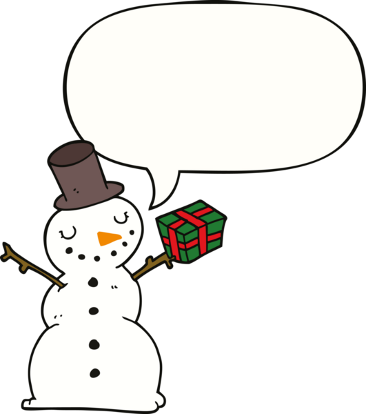 bir insan tarafından çizilmiş konuşma balonlu kardan adam.