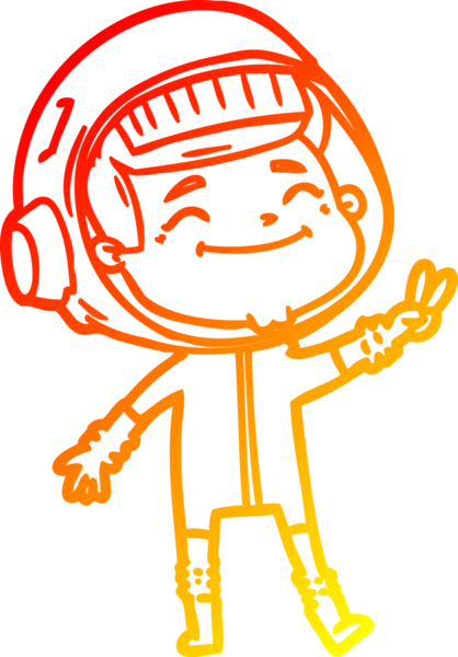 Bir insan tarafından çizilmiş mutlu bir astronotun sıcak çizgi çizimi