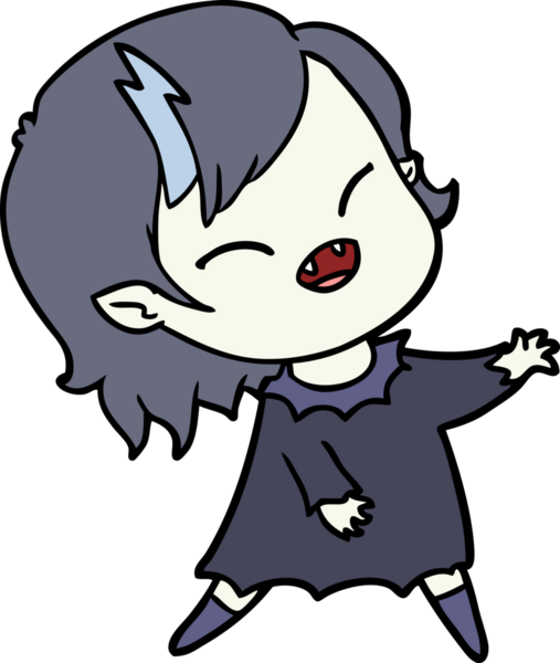 Bir insan tarafından çizilmiş gülen vampir kız çizgi filmi.