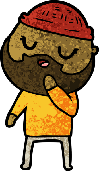 Bir insan tarafından çizilmiş sakallı bir çizgi film adamı.