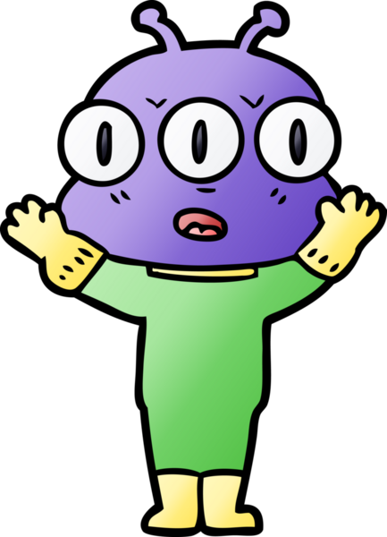 Bir insan tarafından çizilmiş üç gözlü uzaylı çizgi filmi.