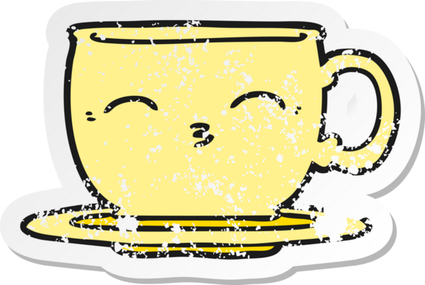 Bir insan tarafından çizilmiş bir çay fincanının sıkıntılı yapıştırması.