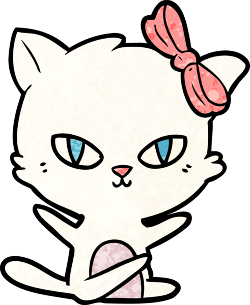 Bir insan tarafından çizilmiş sevimli çizgi film kedisi.