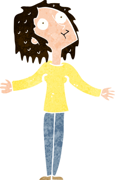 Karikatür meraklısı bir kadın bir insan tarafından yukarı doğru çizilmiş.