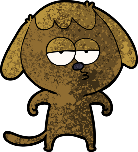 Bir insan tarafından çizilmiş, sıkılmış bir köpek.