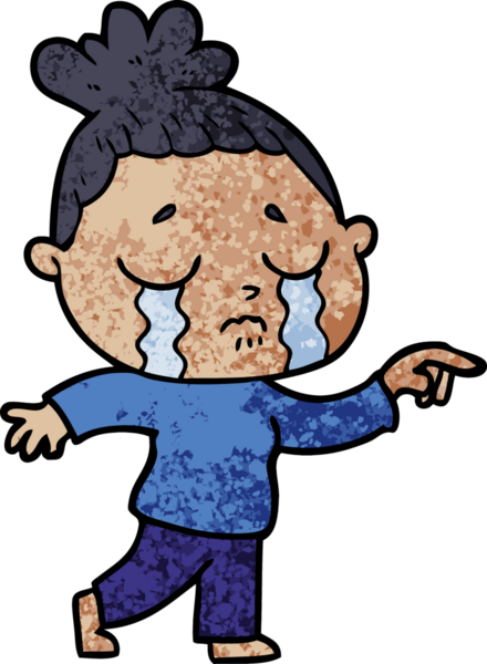 Bir insan tarafından çizilmiş ağlayan kadın çizgi filmi.