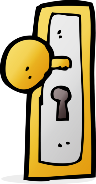 Bir insan tarafından çizilmiş karikatür kapı kolu.