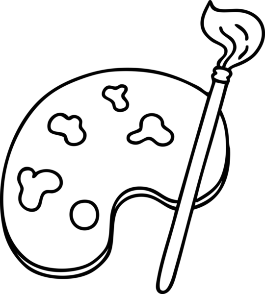 Bir insan tarafından çizilmiş bir sanatçı paleti ve fırça çizimi