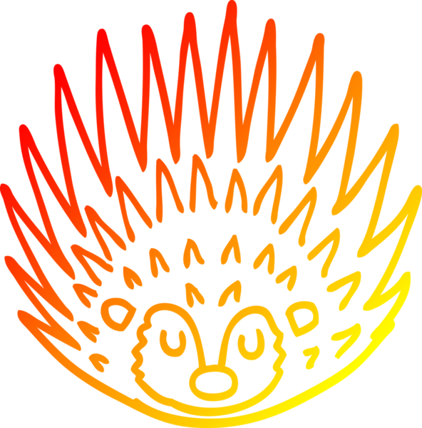 Bir insan tarafından çizilmiş sivri dikenli kirpinin sıcak çizgi çizimi