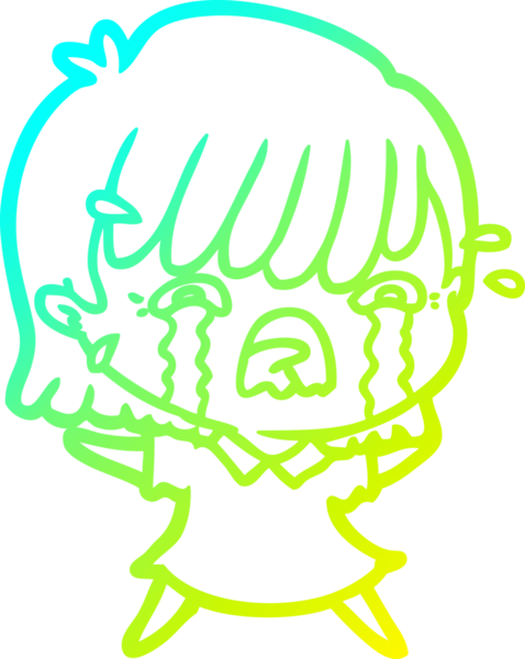 Bir insan tarafından çizilmiş ağlayan bir çizgi film kızı çizimi.