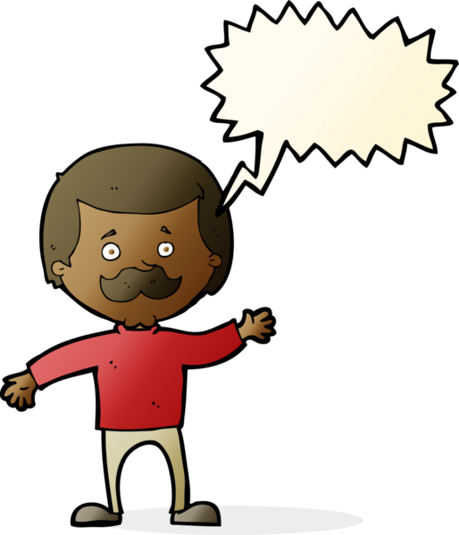 Çizgi film babası bir insan tarafından çizilmiş konuşma balonuyla el sallıyor.