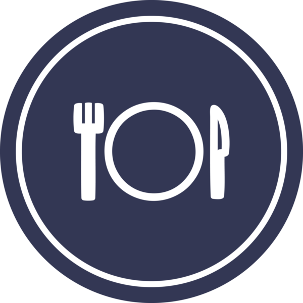 Bıçak çatalı ve bir insan tarafından çizilmiş dairesel simge.