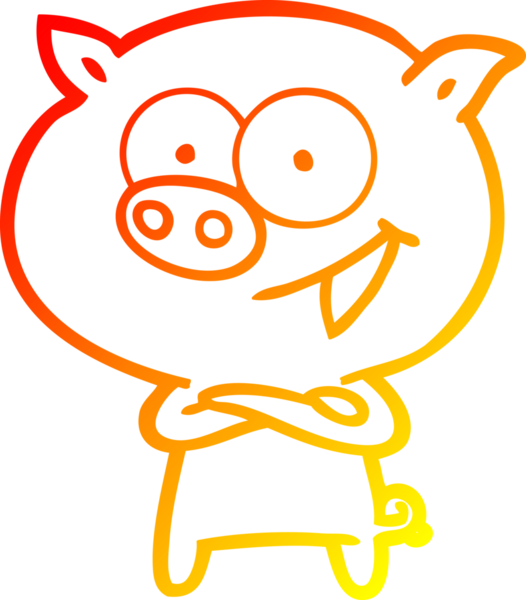 Bir insan tarafından çizilmiş neşeli bir domuz çizgi filmi.