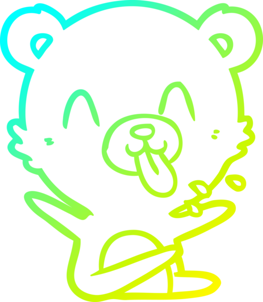 Bir insan tarafından çizilmiş dilden çıkmış kaba bir kutup ayısının soğuk çizgi çizimi.