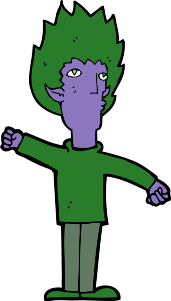 Bir insan tarafından çizilmiş vampir adam çizgi filmi.