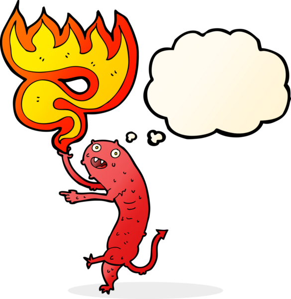 Düşünce baloncuğu insan tarafından çizilmiş küçük iğrenç bir canavar.