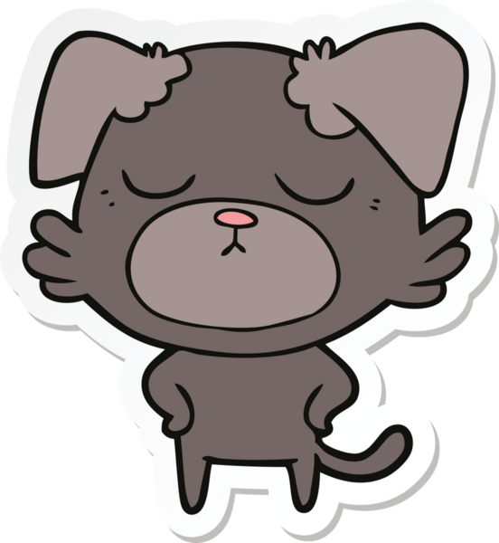 Bir insan tarafından çizilmiş şirin bir köpeğin çıkartması.