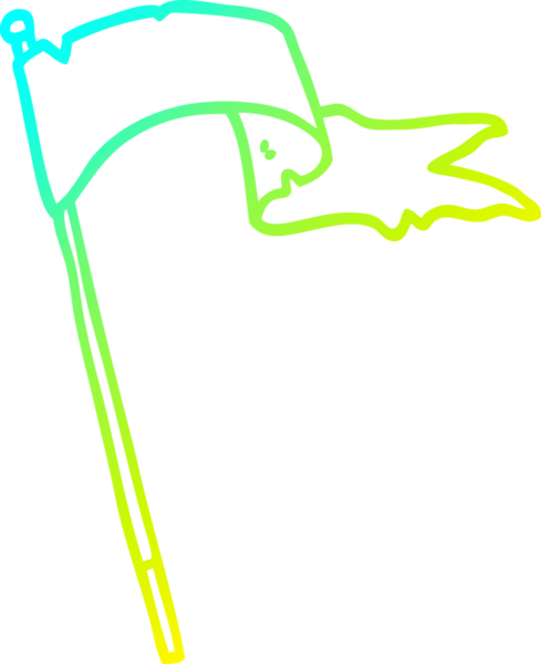 Bir insan tarafından çizilmiş beyaz bayrak sallayan bir çizgi filmin soğuk gradyan çizgisi