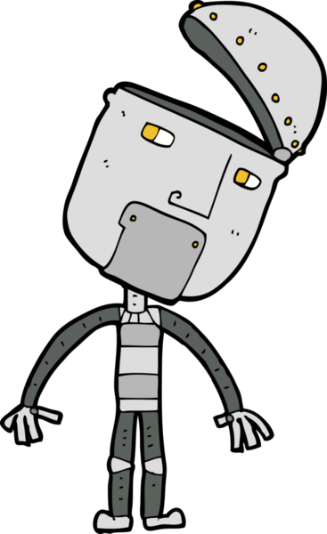 Bir insan tarafından çizilmiş çizgi film robotu