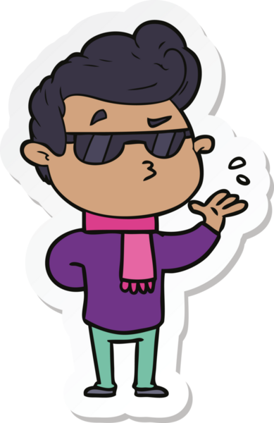 Bir insan tarafından çizilmiş havalı bir adamın çıkartması.