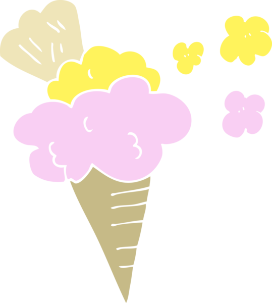 Bir insan tarafından çizilmiş dondurmanın düz renk çizimi