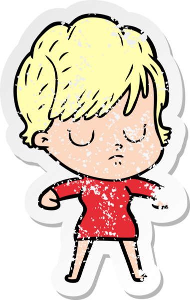 Bir insan tarafından çizilmiş karikatür bir kadının sıkıntılı çıkartması.