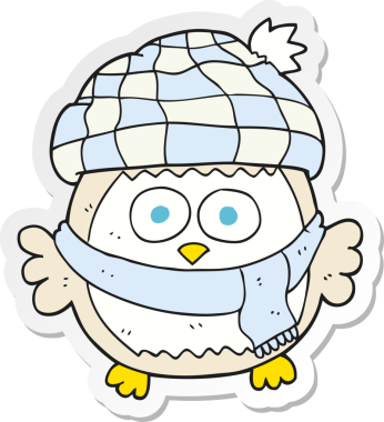 Bir insan tarafından çizilmiş küçük sevimli bir baykuşun çıkartması.