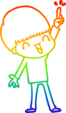 gökkuşağı gradyanı çizimi bir insan tarafından çizilmiş mutlu bir çizgi film çocuğu