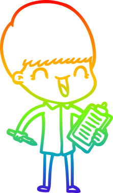 gökkuşağı gradyanı çizimi bir insan tarafından çizilmiş mutlu bir çizgi film çocuğu