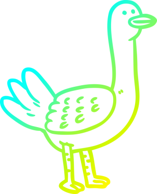 Bir insan tarafından çizilen karikatür kuşunun soğuk gradyan çizgisi