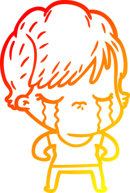 Bir insan tarafından çizilmiş, ağlayan bir çizgi kadın çizimi.