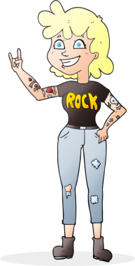 Bir insan tarafından çizilmiş serbest çizim rock kızı.