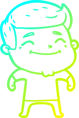 Bir insan tarafından çizilmiş mutlu bir çizgi film karakteri çizimi.