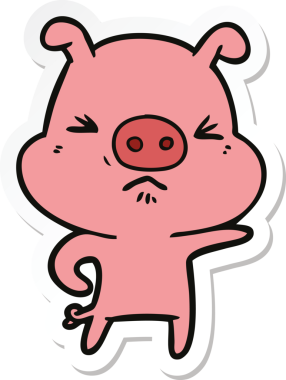 Bir insan tarafından çizilmiş kızgın bir domuzun çıkartması.