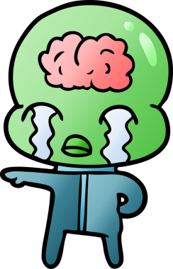 Bir insan tarafından çizilmiş koca beyinli bir uzaylı ağlaması.