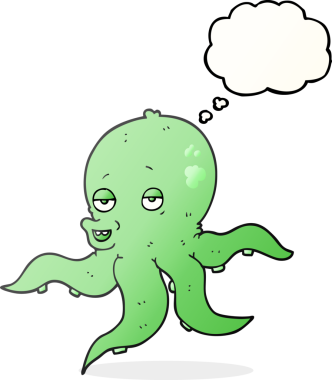 Bir insan tarafından çizilmiş serbest çizim baloncuk ahtapot.