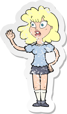 Bir insan tarafından çizilmiş endişeli bir karikatürün gerilimli çıkartması.