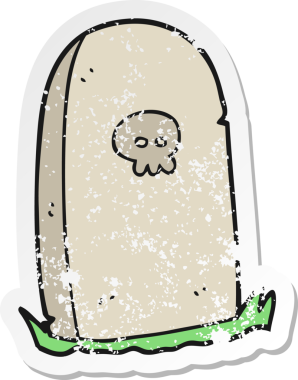 Bir insan tarafından çizilmiş karikatür mezarının gerilimli çıkartması.