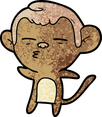 bir insan tarafından çizilmiş şüpheli maymun çizgi filmi