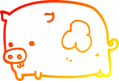 Bir insan tarafından çizilmiş çizgi film domuzu çizimi.